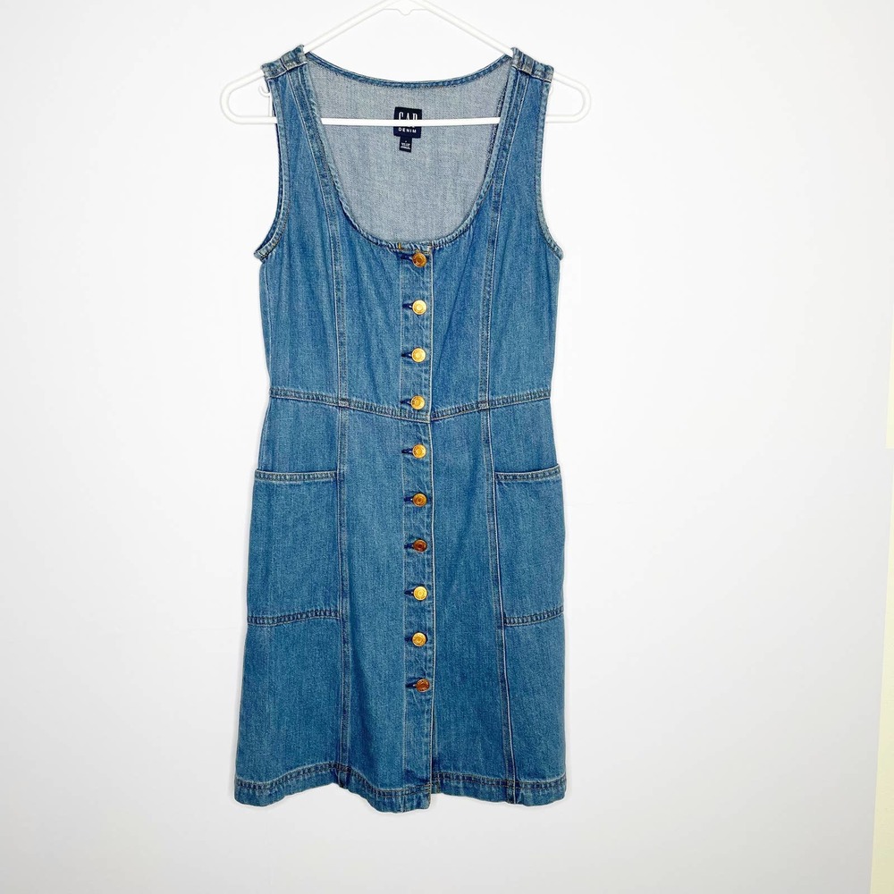 Gap Scoopneck Button Up Denim Dress - Picture 3 of 8